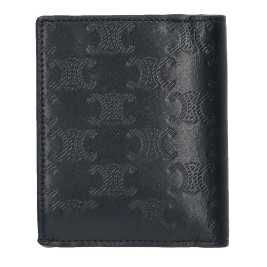 CELINE Triomphe Logo Embossed Compact Wallet Size ONE SIZE
