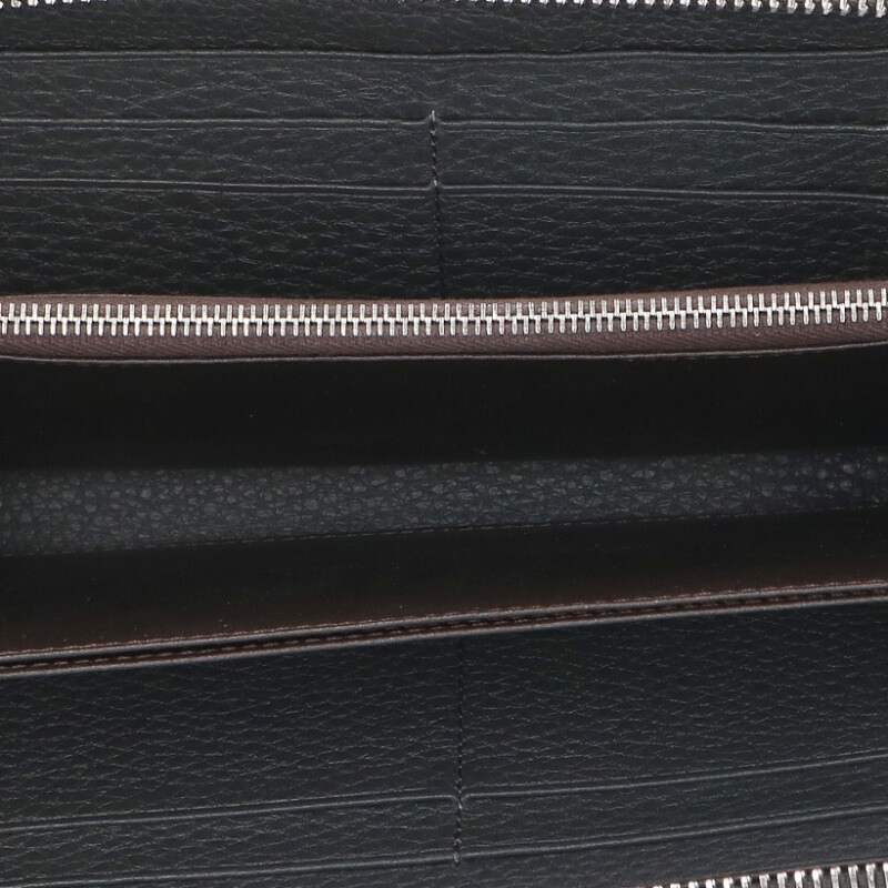 FENDI Selleria Round Zip Leather Wallet Gray Size ONE SIZE