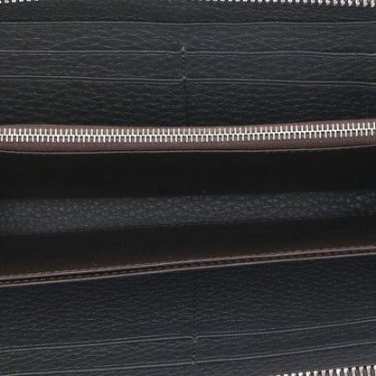 FENDI Selleria Round Zip Leather Wallet Gray Size ONE SIZE