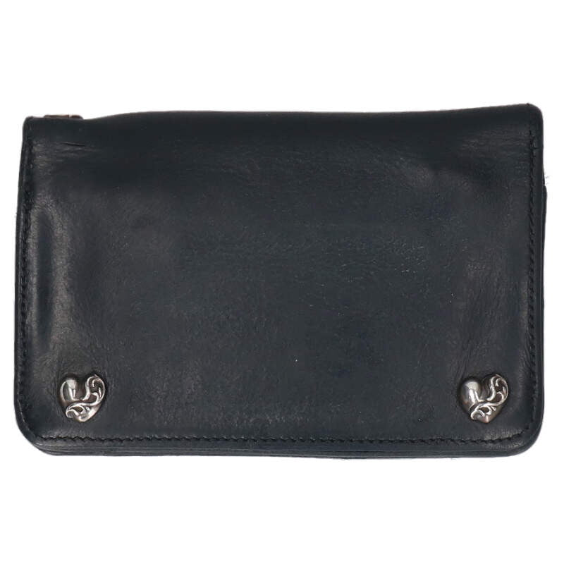 Chrome Hearts 2ZIP Heart Button Leather Wallet