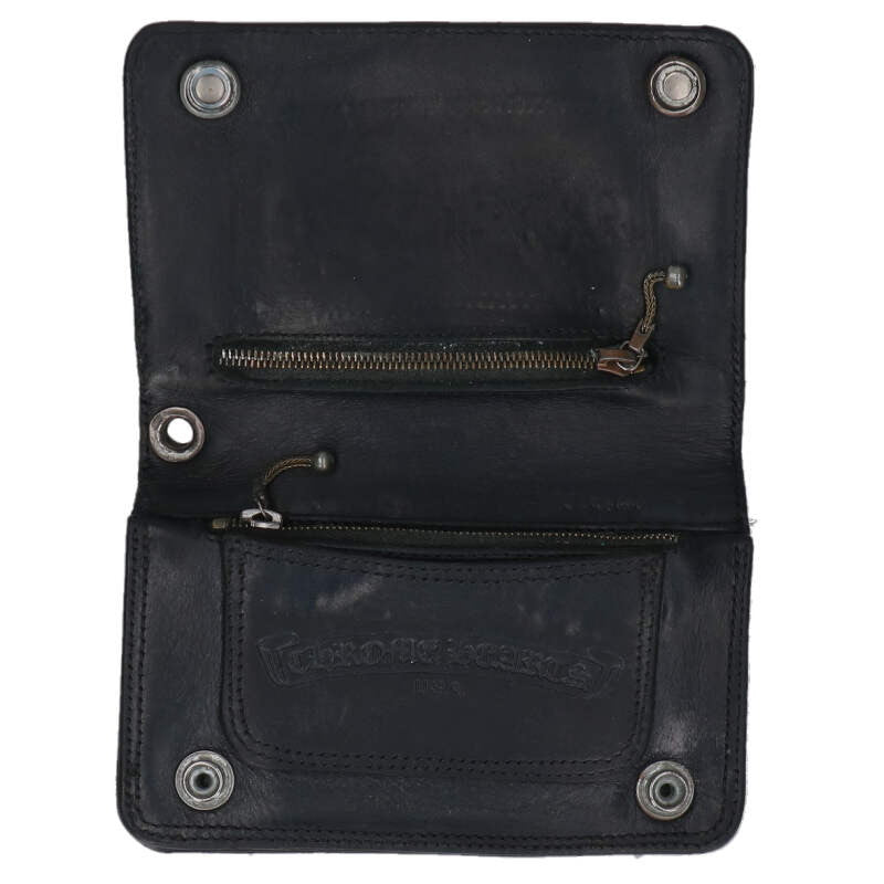 Chrome Hearts 2ZIP Heart Button Leather Wallet