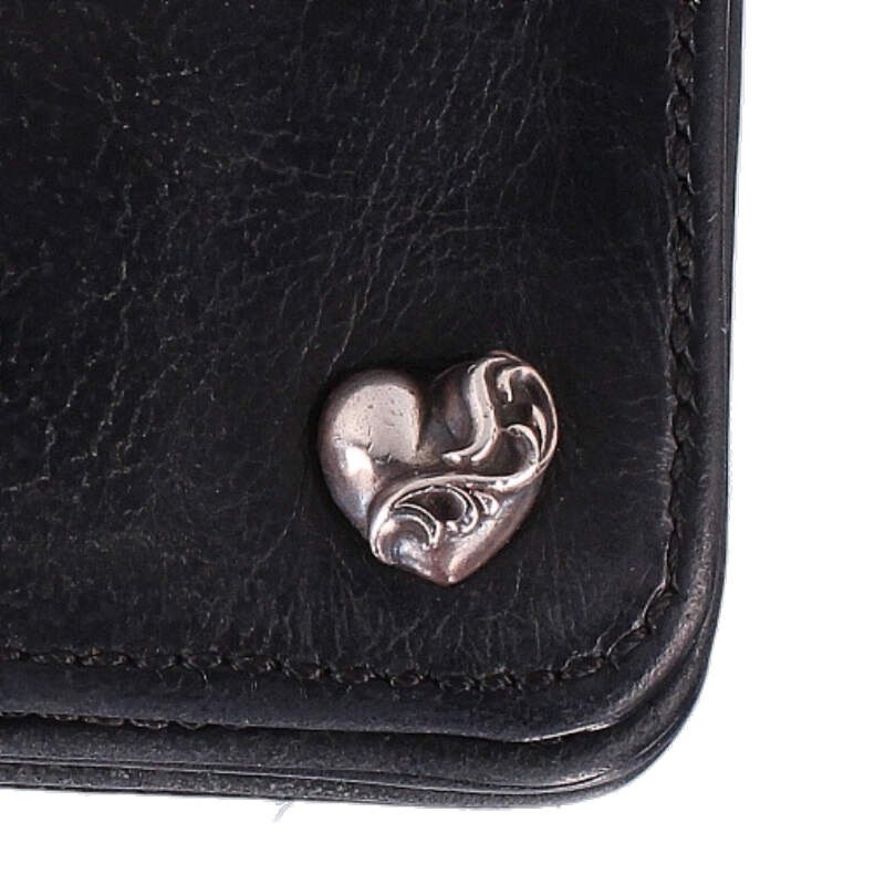 Chrome Hearts 2ZIP Heart Button Leather Wallet