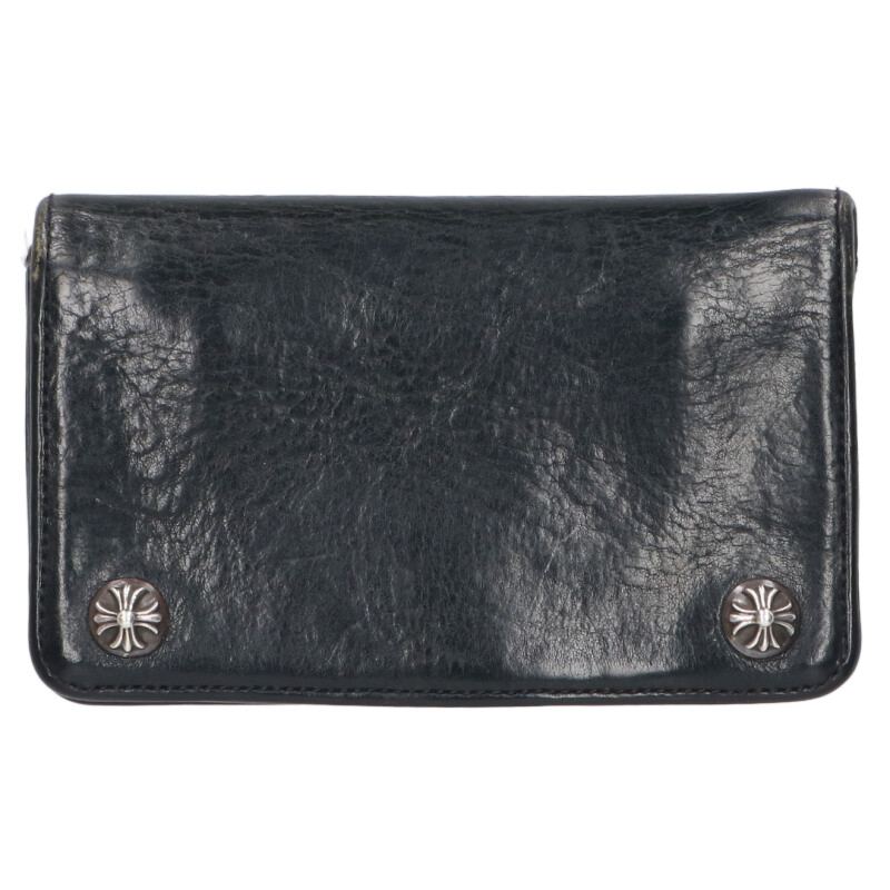 Chrome Hearts 1ZIP Cross Button Leather Wallet Size ONE SIZE