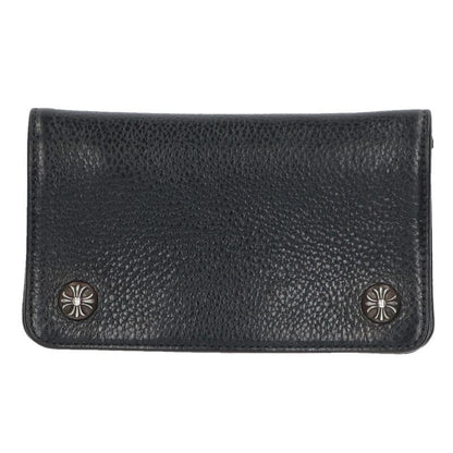 Chrome Hearts 1ZIP Cross Button Leather Wallet Size Black