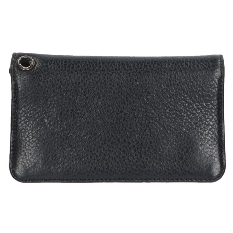 Chrome Hearts 1ZIP Cross Button Leather Wallet Size Black