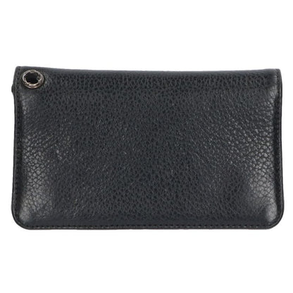 Chrome Hearts 1ZIP Cross Button Leather Wallet Size Black