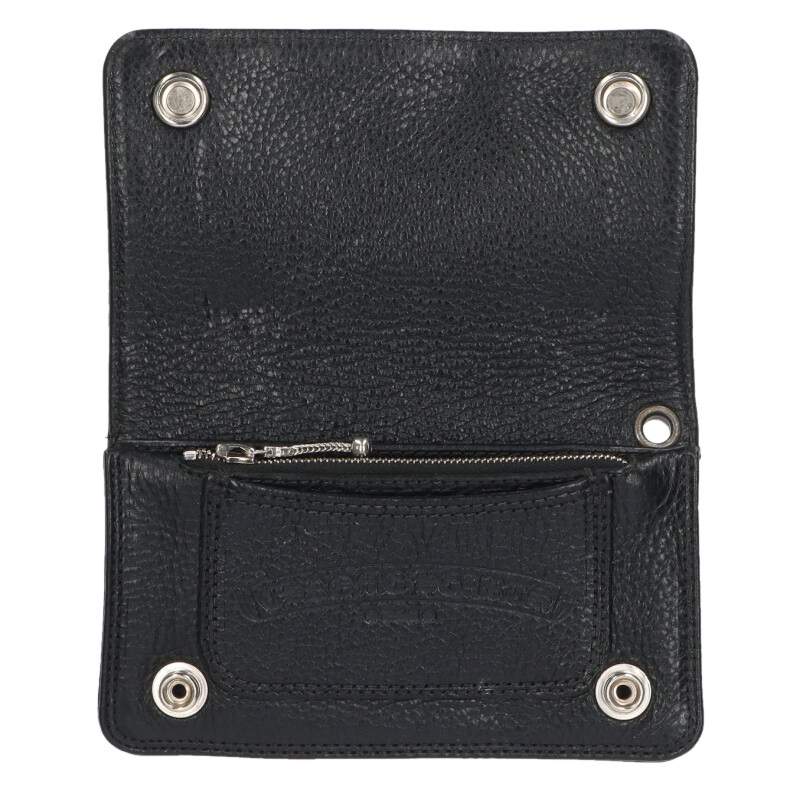 Chrome Hearts 1ZIP Cross Button Leather Wallet Size Black