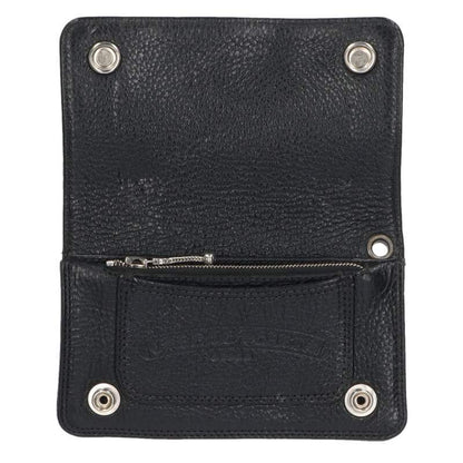Chrome Hearts 1ZIP Cross Button Leather Wallet Size Black