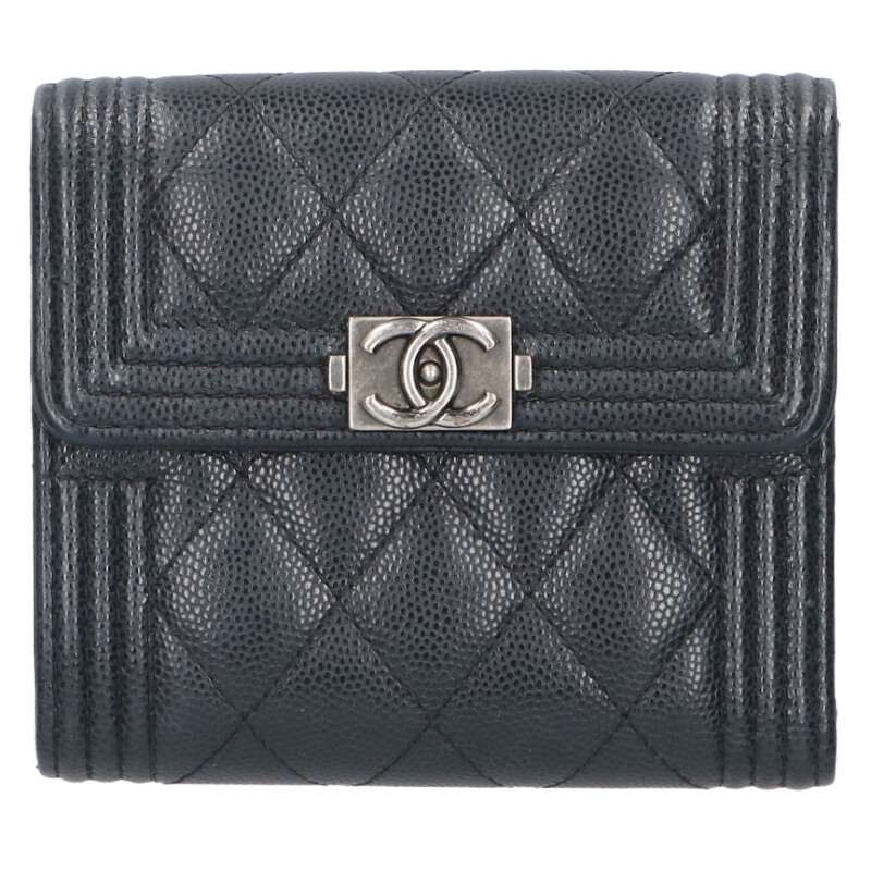 CHANEL Boy Chanel Caviar Leather Wallet Size ONE SIZE