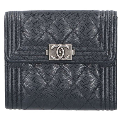 CHANEL Boy Chanel Caviar Leather Wallet Size ONE SIZE