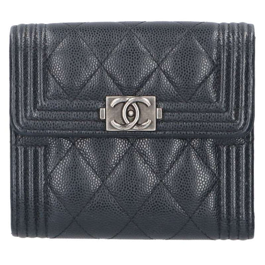 CHANEL Boy Chanel Caviar Leather Wallet Size ONE SIZE