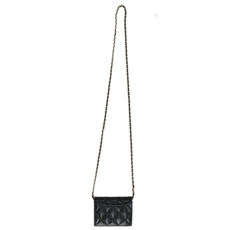 CHANEL Coco Mark Caviar Skin Chain Wallet Size ONE Multi