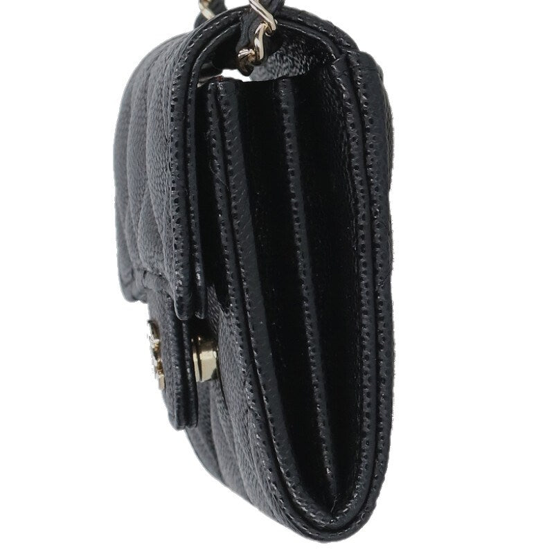 CHANEL Coco Mark Caviar Skin Chain Wallet Size ONE Multi