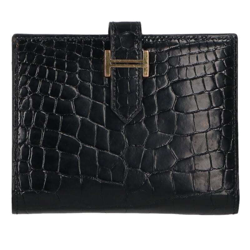 HERMES Bearn Compact Alligator Gold Hardware Size ONE SIZE