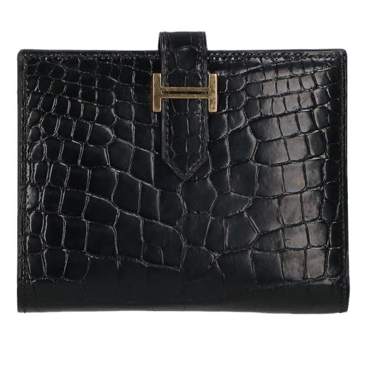 HERMES Bearn Compact Alligator Gold Hardware Size ONE SIZE
