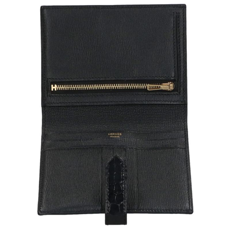 HERMES Bearn Compact Alligator Gold Hardware Size ONE SIZE