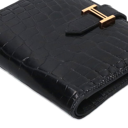HERMES Bearn Compact Alligator Gold Hardware Size ONE SIZE