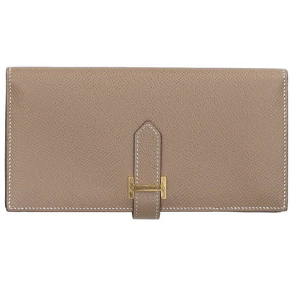 HERMES Bearn Soufflet Etoupe Gold Hardware Size ONE SIZE