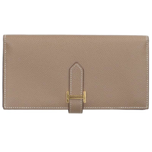 HERMES Bearn Soufflet Etoupe Gold Hardware Size ONE SIZE