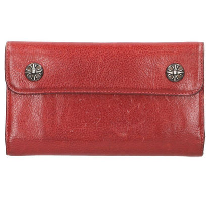 Chrome Hearts WAVE Cross Ball Leather Wallet Size ONE Red