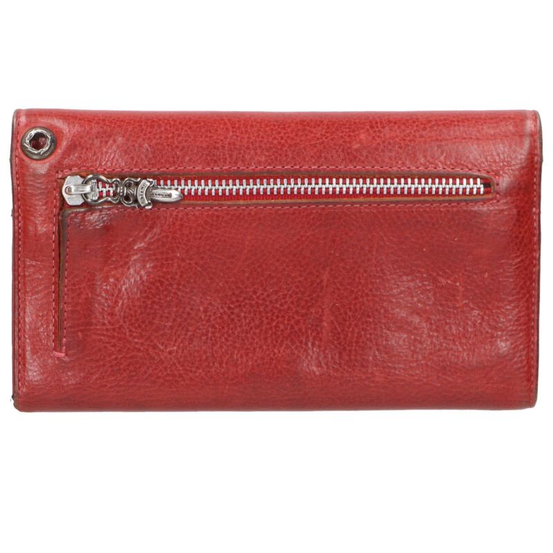 Chrome Hearts WAVE Cross Ball Leather Wallet Size ONE Red