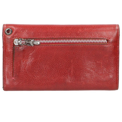Chrome Hearts WAVE Cross Ball Leather Wallet Size ONE Red