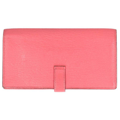 HERMES Bearn Soufflet Chevre Pink Silver Wallet Size ONE SIZE