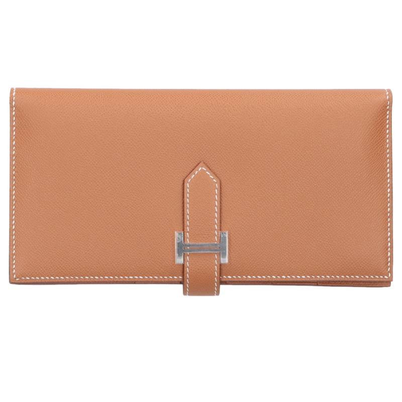 HERMES Bearn Soufflet Veau Epsom Silver HW Size ONE SIZE