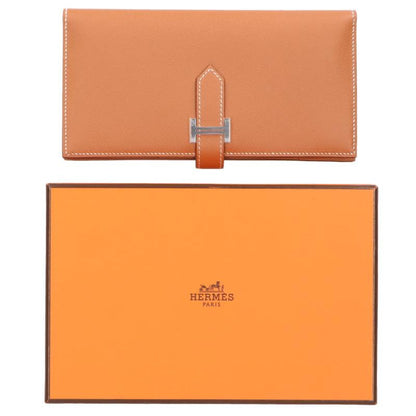 HERMES Bearn Soufflet Veau Epsom Silver HW Size ONE SIZE