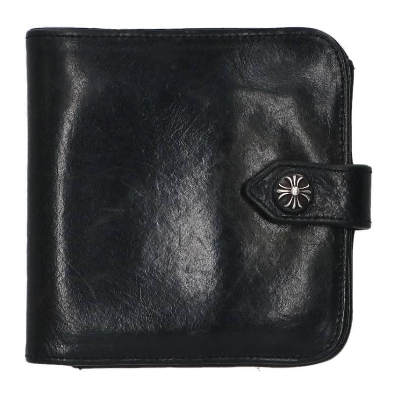 Chrome Hearts SQ BTN BILL Flap Leather Wallet