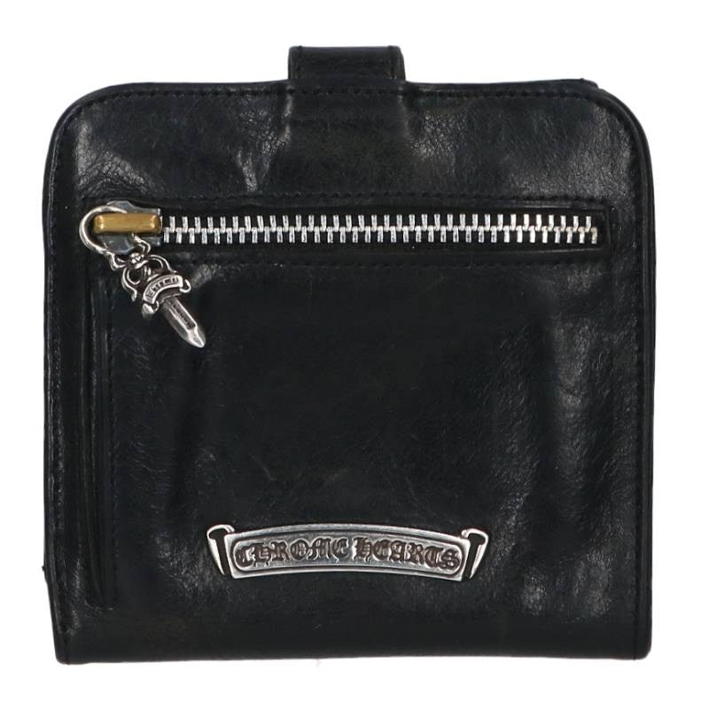 Chrome Hearts SQ BTN BILL Flap Leather Wallet