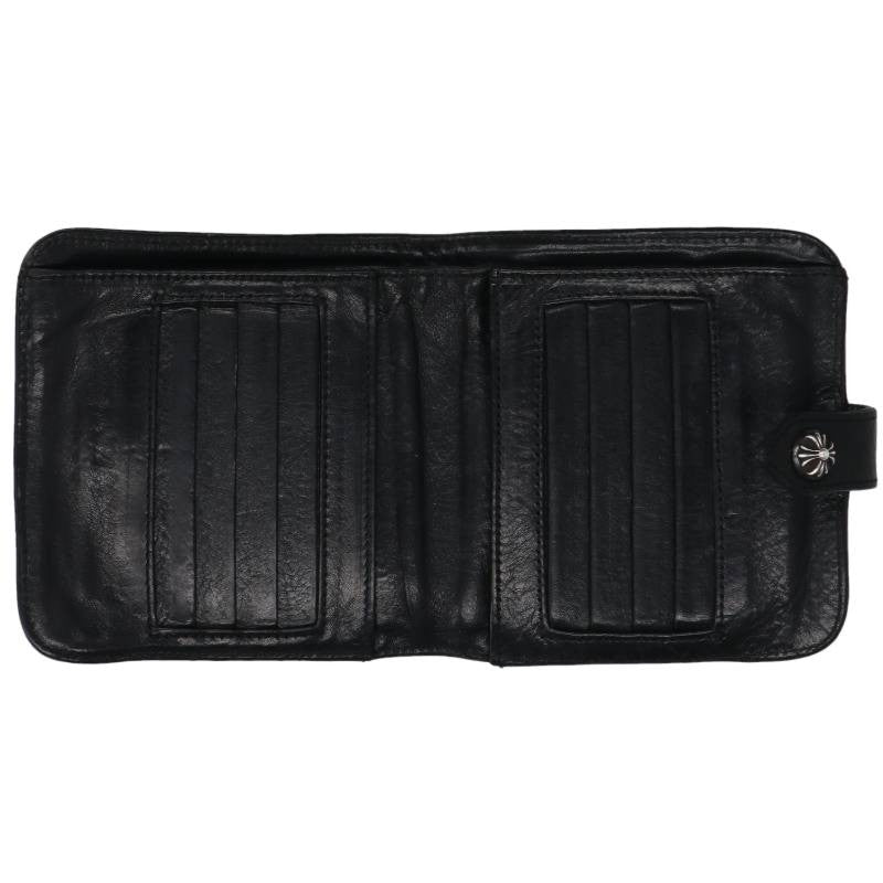 Chrome Hearts SQ BTN BILL Flap Leather Wallet