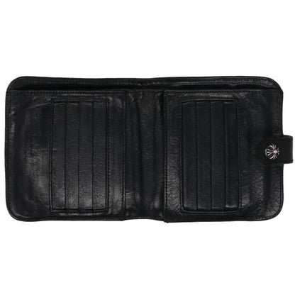 Chrome Hearts SQ BTN BILL Flap Leather Wallet