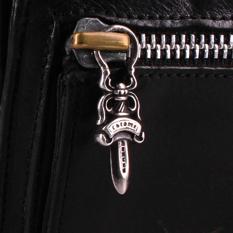 Chrome Hearts SQ BTN BILL Flap Leather Wallet