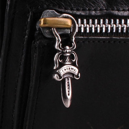Chrome Hearts SQ BTN BILL Flap Leather Wallet