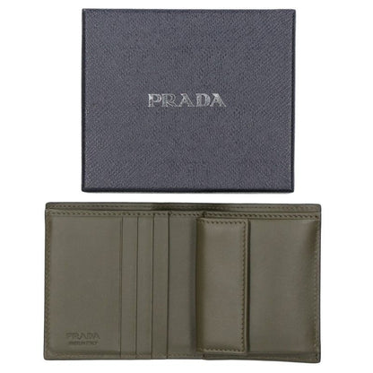 PRADA 2MO008 Bifold Triangle Wallet Black Size ONE SIZE