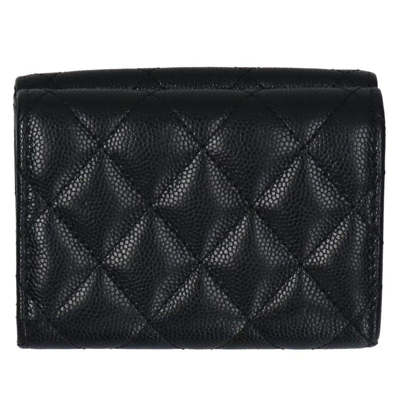CHANEL CC Mark Matelasse Compact Black Gold Wallet Size ONE SIZE