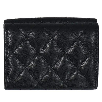 CHANEL CC Mark Matelasse Compact Black Gold Wallet Size ONE SIZE