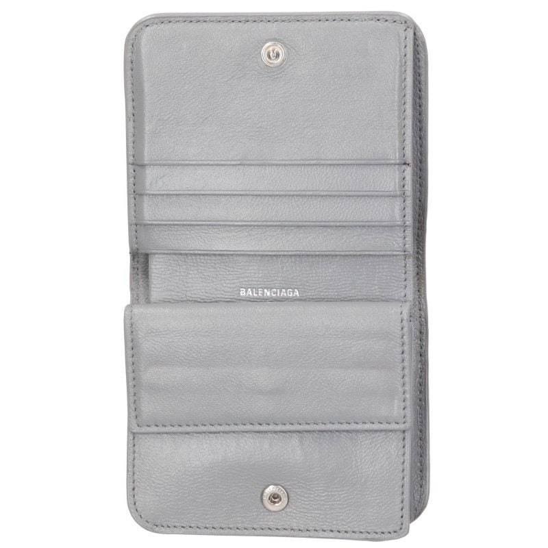 BALENCIAGA Logo Bi-fold Wallet Gray Size ONE SIZE