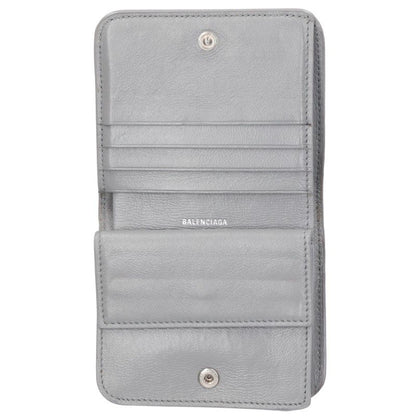 BALENCIAGA Logo Bi-fold Wallet Gray Size ONE SIZE