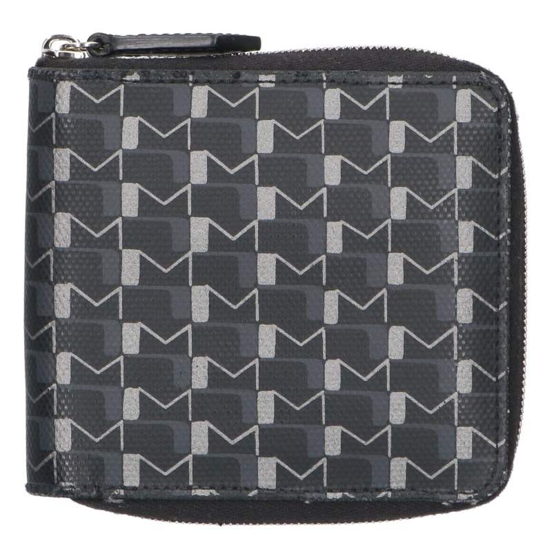MOYNAT PVC Leather Round Zip Wallet Black Grey Size ONE SIZE