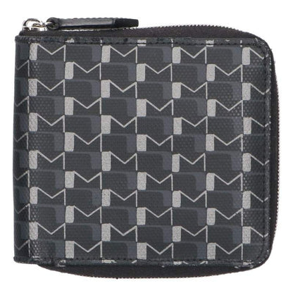 MOYNAT PVC Leather Round Zip Wallet Black Grey Size ONE SIZE