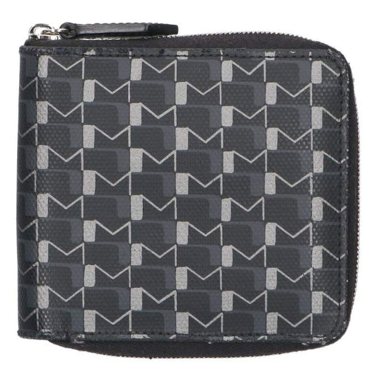 MOYNAT PVC Leather Round Zip Wallet Black Grey Size ONE SIZE