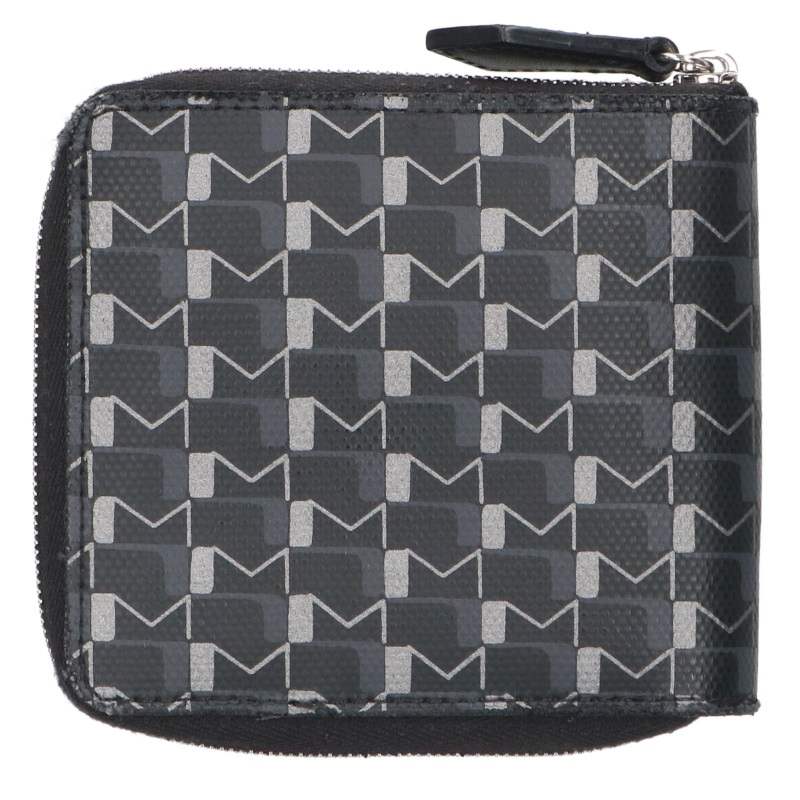 MOYNAT PVC Leather Round Zip Wallet Black Grey Size ONE SIZE