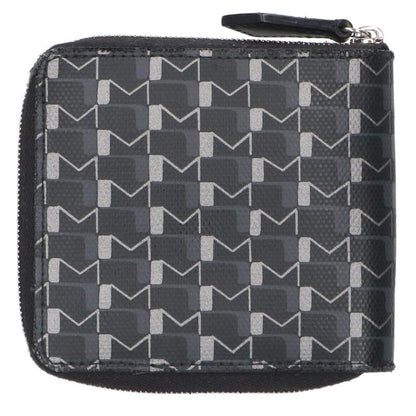 MOYNAT PVC Leather Round Zip Wallet Black Grey Size ONE SIZE