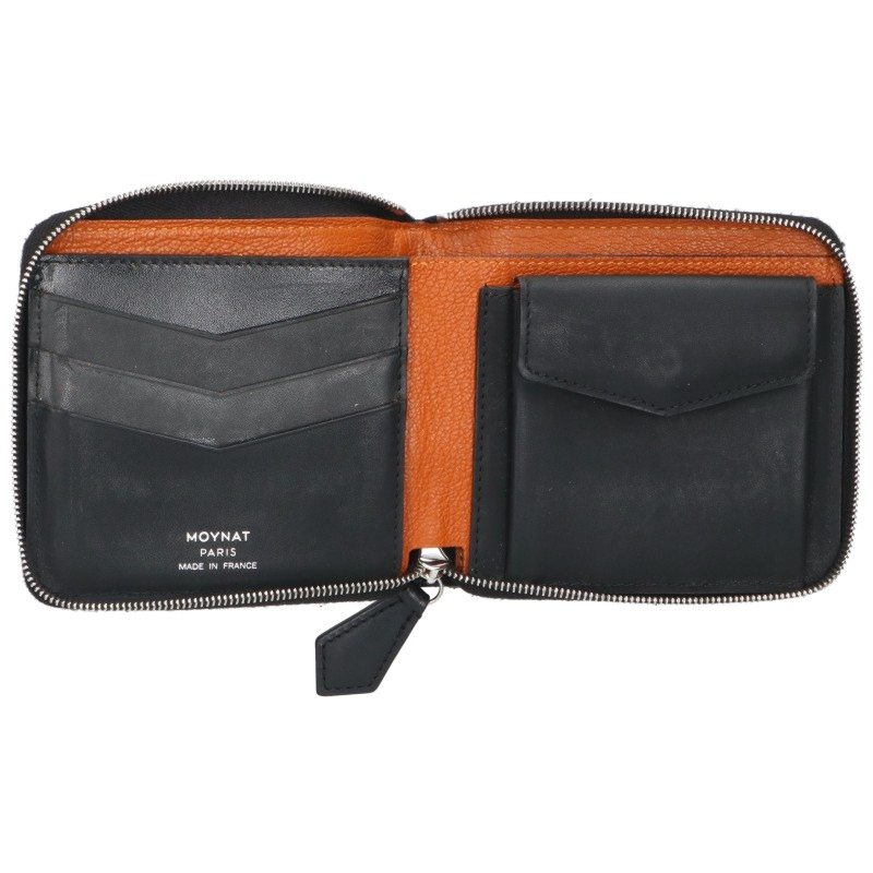 MOYNAT PVC Leather Round Zip Wallet Black Grey Size ONE SIZE
