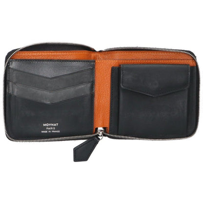 MOYNAT PVC Leather Round Zip Wallet Black Grey Size ONE SIZE