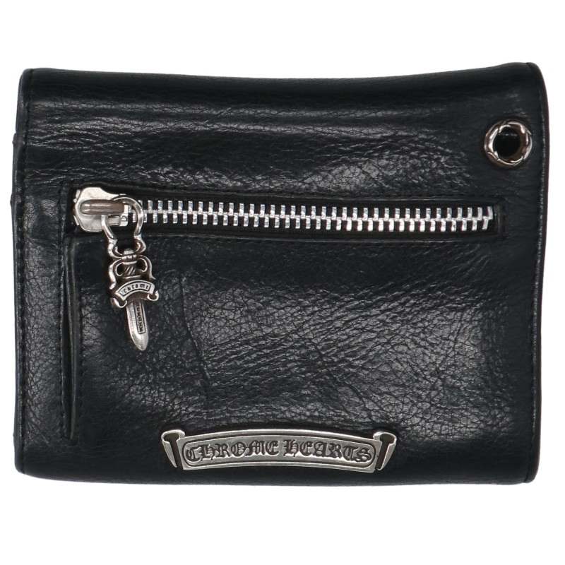Chrome Hearts WAVE MINI Wallet Black/Silver Size ONE SIZE