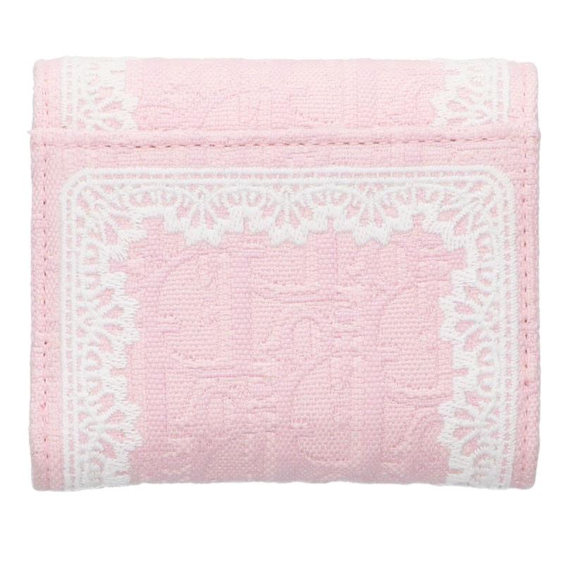 DIOR Jacquard Lace Design Trifold Wallet Pink Size ONE SIZE