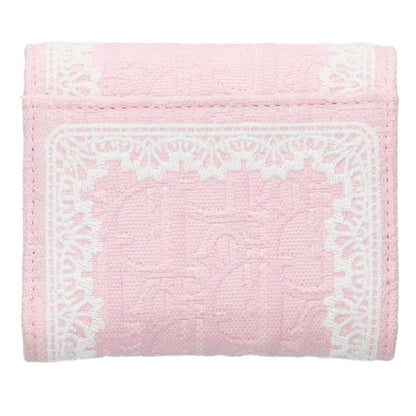 DIOR Jacquard Lace Design Trifold Wallet Pink Size ONE SIZE